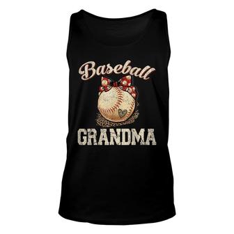 Baseball Grandma Leopard Ball Funny Mothers Day Unisex Tank Top - Seseable