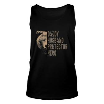 Bear Dad Funny Husband Daddy Protector Hero Fathers Day Unisex Tank Top - Seseable