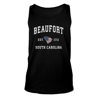 Beaufort South Carolina Sc Vintage American Flag Design Unisex Tank Top | Mazezy CA
