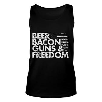 Beer Bacon Guns And Freedom Enjoyable Gift 2022 Unisex Tank Top - Thegiftio UK