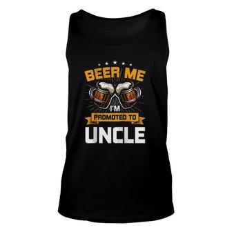 Beer Me Im Promoted To Uncle Gender Reveal Party Raglan Baseball Tee Unisex Tank Top - Seseable
