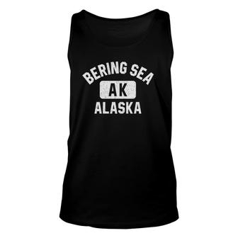 Bering Sea Alaska Gym Style Distressed White Print Unisex Tank Top - Seseable