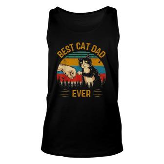 Best Cat Dad Ever Paw Fist Bump Fit Vintage Retro Gift Daddy Unisex Tank Top - Seseable