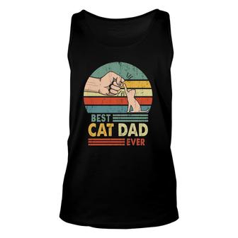 Best Cat Dad Ever Retro Vintage Paw Fist Bump Gift For Who Loves Cat Kitten Owners Unisex Tank Top - Seseable