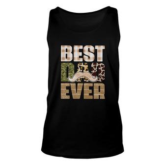Best Dad Ever Leopard Plaid Funny Beard Fathers Day Unisex Tank Top - Seseable