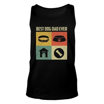 Best Dog Dad Ever Cool Fathers Day Retro Vintage Dog Unisex Tank Top - Seseable