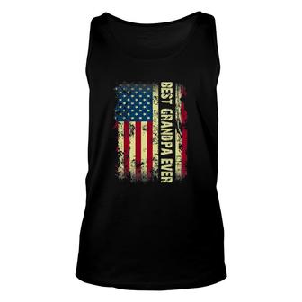 Best Grandpa Ever Vintage American Flag Gift Fathers Day Tee Unisex Tank Top - Seseable