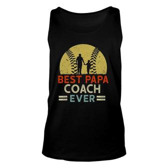 Best Papa Coach Ever Retro Baseball Softball Dad Fathers Day Unisex Tank Top - Seseable