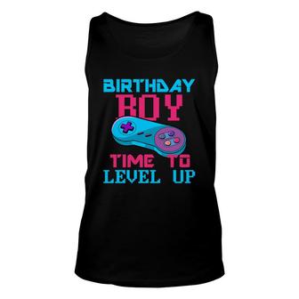 Birthday Boy Time To Level Up Birthday Boy Matching Video Gamer Pink Blue Unisex Tank Top - Seseable