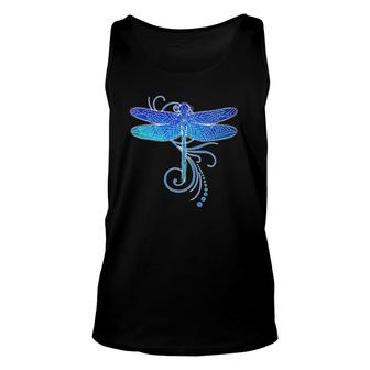 Blue Dragonfly Watercolor Art Damselfly Insect Tee Unisex Tank Top | Mazezy