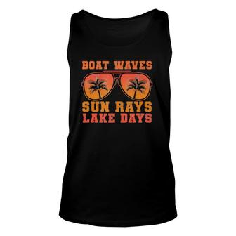Boat Waves Sun Rays Lake Days Funny Sunshine Quote Sunset Unisex Tank Top | Mazezy