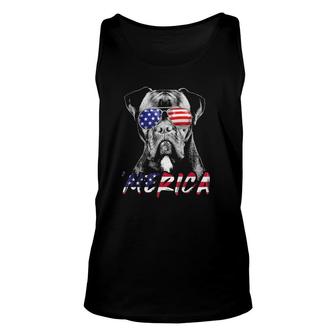 Boxer Dog American Usa Flag Merica 4Th Of July Dog Lover Unisex Tank Top - Seseable