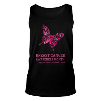 Breast Cancer Awareness October Butterfly Unisex Tank Top - Monsterry
