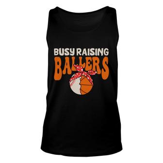Busy Raising Ballers Basketball Mom Orange Unisex Tank Top - Seseable
