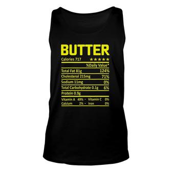 Butter Nutrition Facts Funny Thanksgiving Christmas Food Unisex Tank Top - Seseable