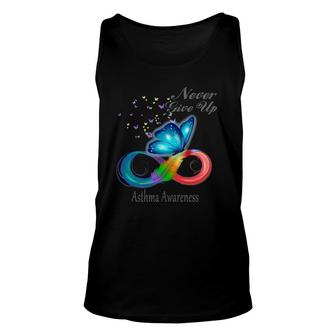 Butterfly Asthma Awareness Never Give Up Unisex Tank Top | Mazezy