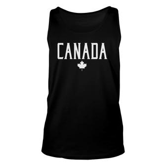 Canada Maple Leaf Vintage Text Red With White Print Unisex Tank Top | Mazezy