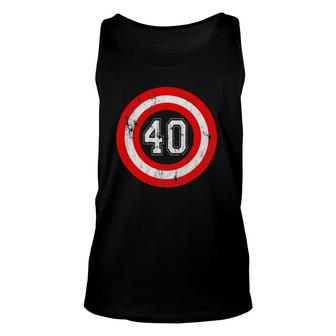 Captain 40 Years Old Birthday Party Funny Shield Unisex Tank Top - Seseable