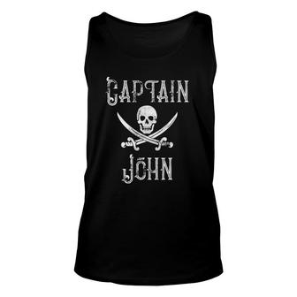Captain John Vintage Personalized First Name Pirate Gift Unisex Tank Top - Seseable