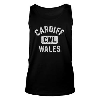 Cardiff Wales Cwl Gym Style Distressed White Print Unisex Tank Top - Seseable