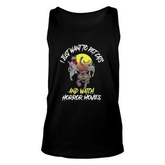 Cats And Horror Movies Funny Horror Movies Gift Classic Unisex Tank Top | Mazezy