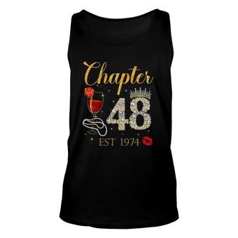 Chapter 48 Years Est 1974 48Th Birthday Red Rose Wine Crown Unisex Tank Top | Mazezy