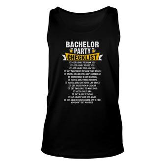 Checklist Bachelor Party Stag Groom Gag Men Funny Unisex Tank Top - Seseable