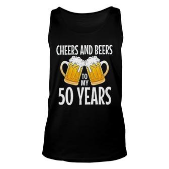 Cheers And Beers To My 50 Years Unisex Tank Top - Thegiftio