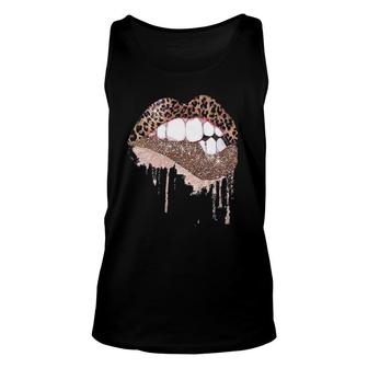 Womens Cheetah Animal Print Sexy Kiss Mouth Leopard Print Lips Tank Top | Mazezy