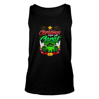 Christmas Begins With Chris Nativity Jesus Holy Angel Unisex Tank Top - Monsterry