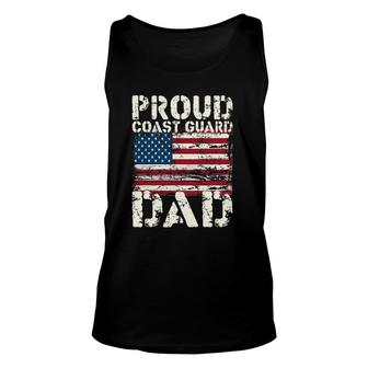 Coast Guard Dad Uscg Distressed Us American Flag Gift Unisex Tank Top - Seseable