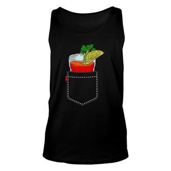 Cocktail To Go In Chest Pocket Bloody Mary Unisex Tank Top | Mazezy