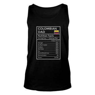 Colombian Dad Gift Funny Nutrition Facts Fathers Day Unisex Tank Top - Monsterry AU