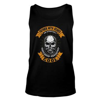 Cool Skull Dad With Beards Tee Happy Fathers Day Outfit Unisex Tank Top - Seseable