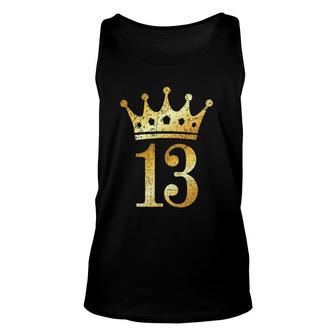 Crown Number 13 Vintage Golden Yellow 13Th Birthday Unisex Tank Top | Mazezy AU