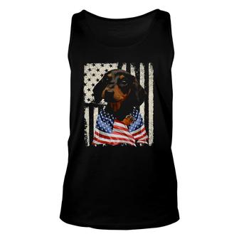 Dachshund Dog American Flag 4Th Of July Patriotic Unisex Tank Top - Seseable