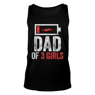 Dad Of 3 Girls Gift From Daughter Fathers Day Birthday Unisex Tank Top - Seseable