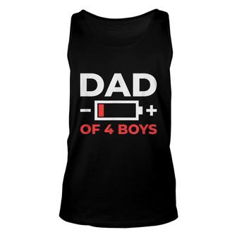 Dad With Low Energy Fathers Of 4 Boys Tired Dad Unisex Tank Top - Thegiftio UK