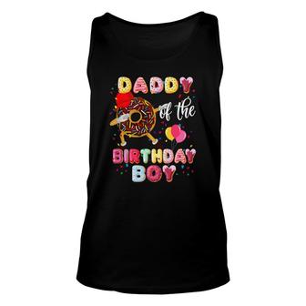 Daddy Of The Birthday Boy Funny Dabbing Donut Fathers Day Unisex Tank Top - Seseable