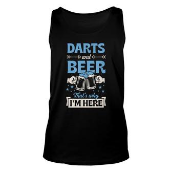 Darts And Beer Thats Why Im Here Funny Pub Crawl Unisex Tank Top - Thegiftio UK