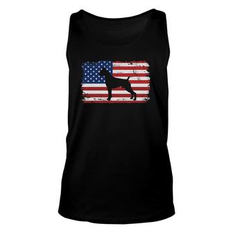 Dogs 365 Vintage Boxer Dog Us American Flag Unisex Tank Top - Seseable