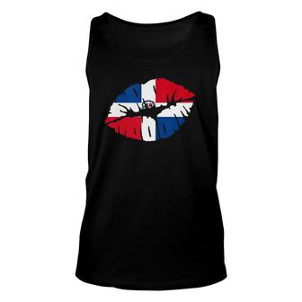 Dominican Republic Flag Lip Kiss Mouth Gift For Dominicans Unisex Tank Top | Mazezy