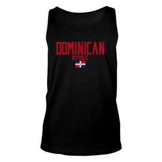 Dominican Republic Flag Vintage Red Text Unisex Tank Top | Mazezy