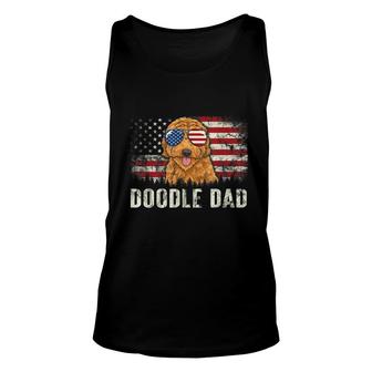 Doodle Dad Goldendoodle American Flag Fathers Day July 4Th Unisex Tank Top - Seseable