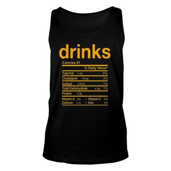 Drinks Nutrition Facts Funny Thanksgiving Christmas Unisex Tank Top - Seseable