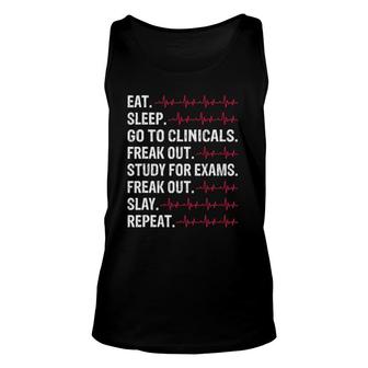 Eat Sleep Go To Clinicals Freak Out Study Repeat Future Nurse Tank Top | Mazezy