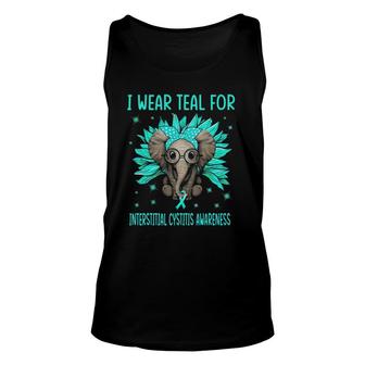 Elephant Sunflower I Wear Teal For Interstitial Cystitis Aw Unisex Tank Top | Mazezy