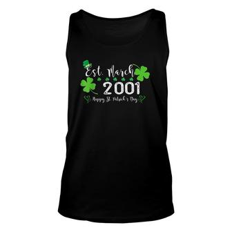 Est March 2001 21 Years Old Birthday Funny St Patricks Day Unisex Tank Top - Seseable