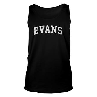 Evans Colorado Vintage Athletic Sports B&W Print Unisex Tank Top | Mazezy
