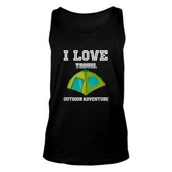 Explore Lover Says I Love Travel Outdoor Adventure Unisex Tank Top - Seseable